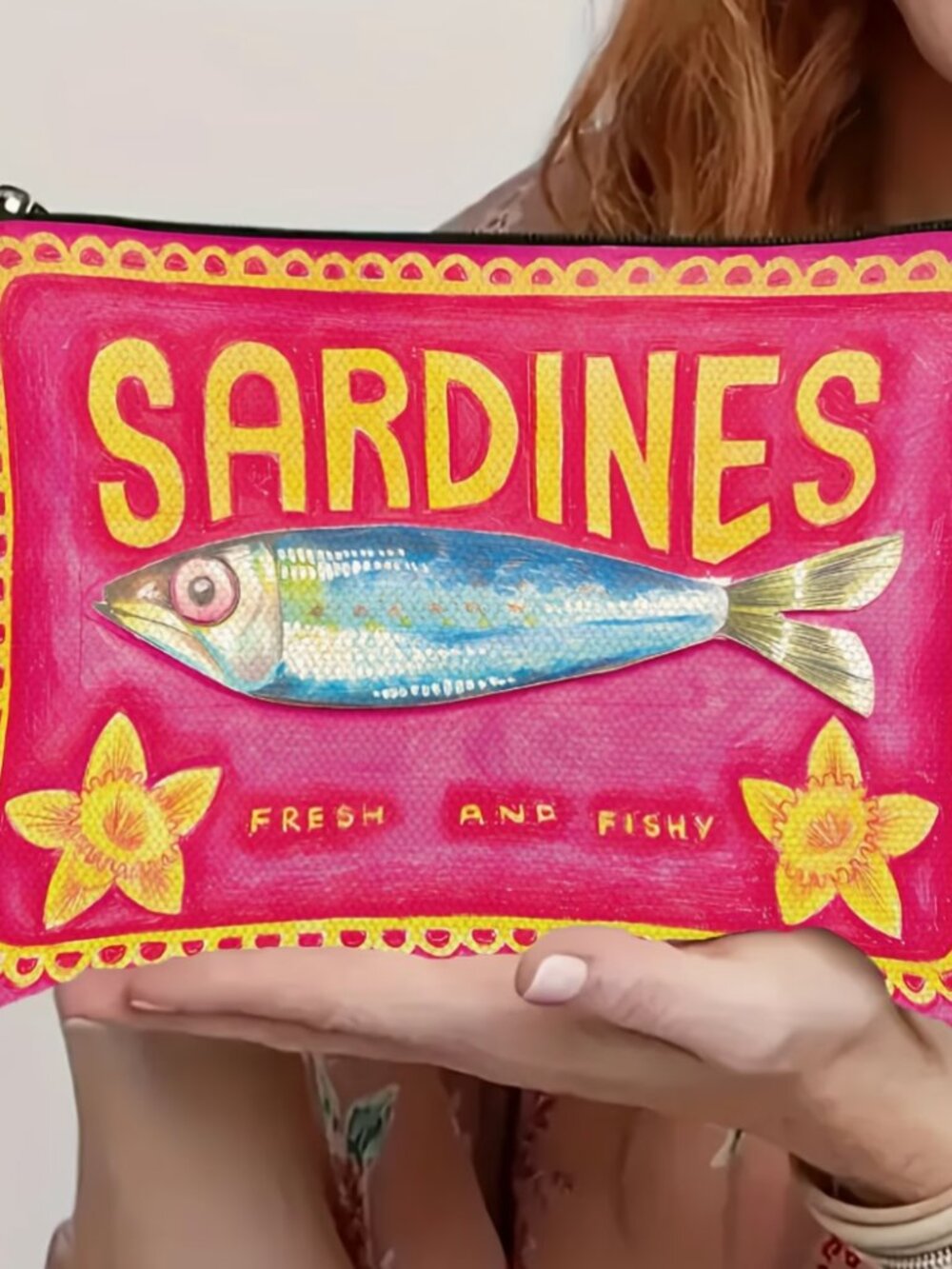 Sardines Fish Print Makeup Bag Coastal Novelty Clutch Cosmetic Pouch 🐟✨